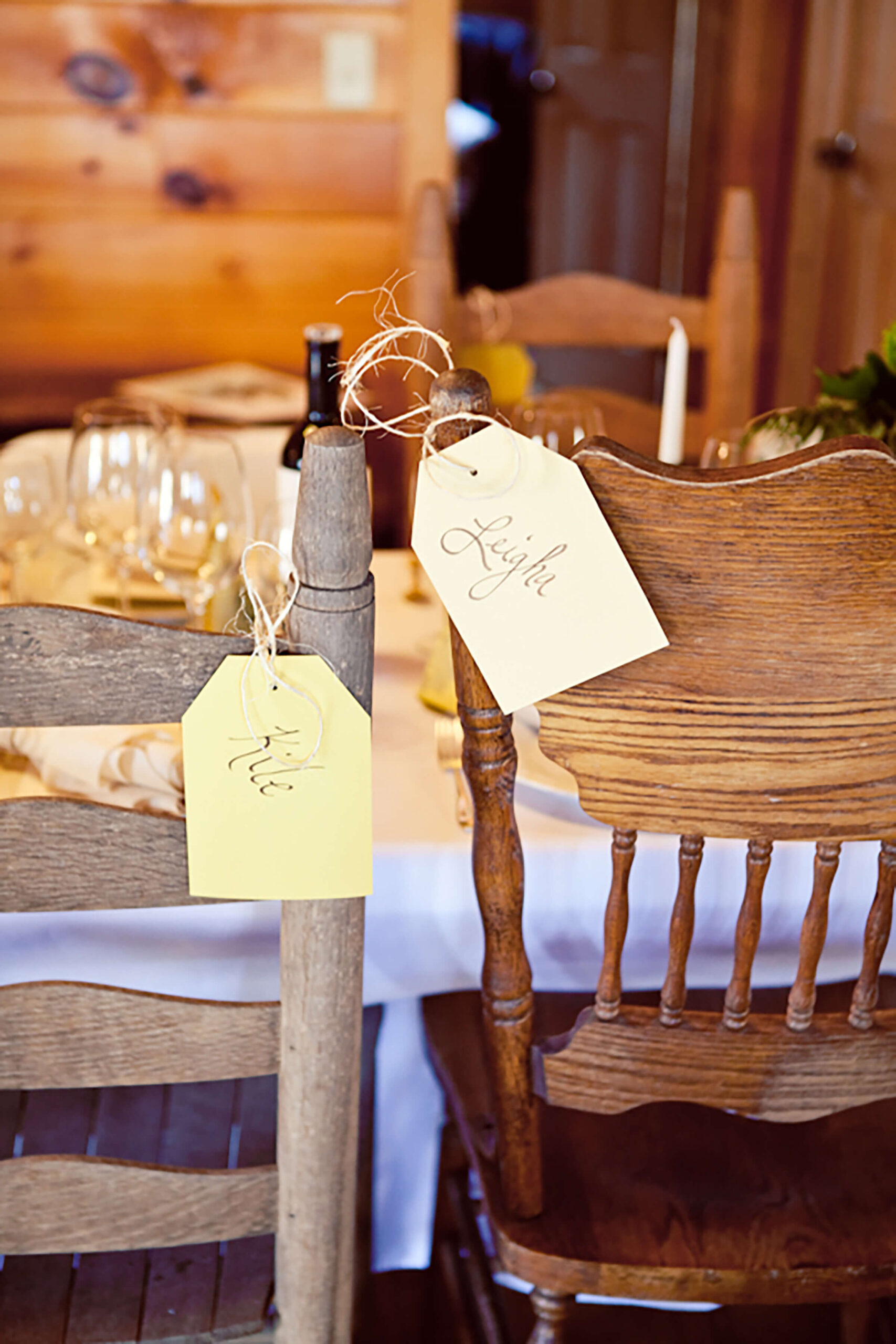 Cozy family style dinner reception at Bear Creek Log Cabins in Fort Payne, Alabama.