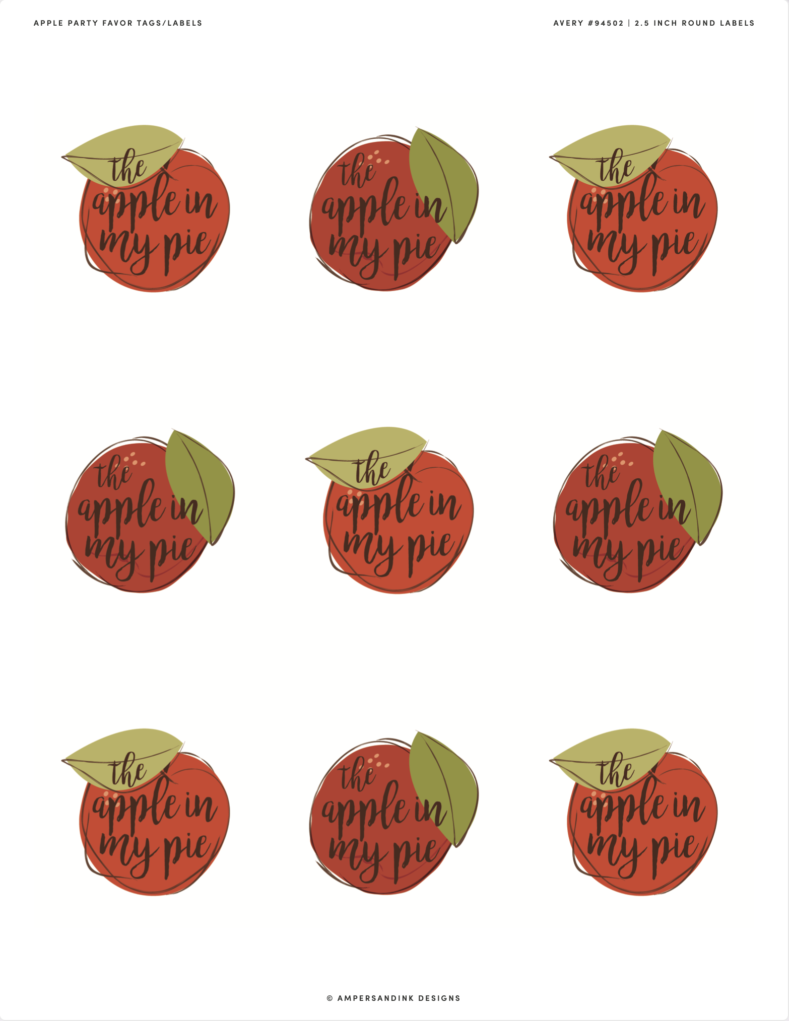 The Apple in My Pie

PLUS: Printable Favor Tags/Labels